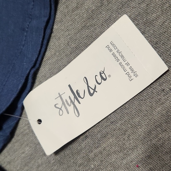 Style & Co. Boho 3/4 Bell Sleeve Babydoll Peplum High-Low Blouse Top Shirt - Picture 8 of 11